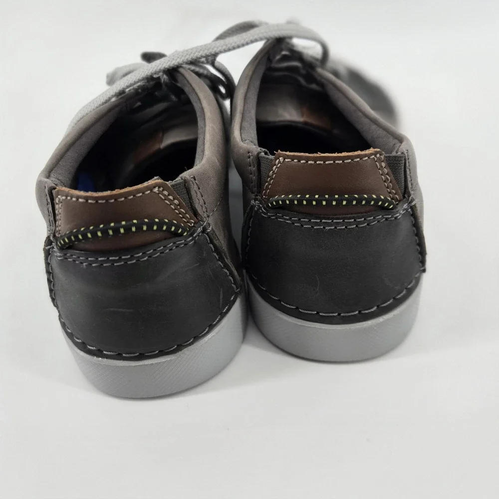 Clarks Gereld Men 10 Leather Lace Up Shoe Grey Low Top Formal Comfort Sneaker